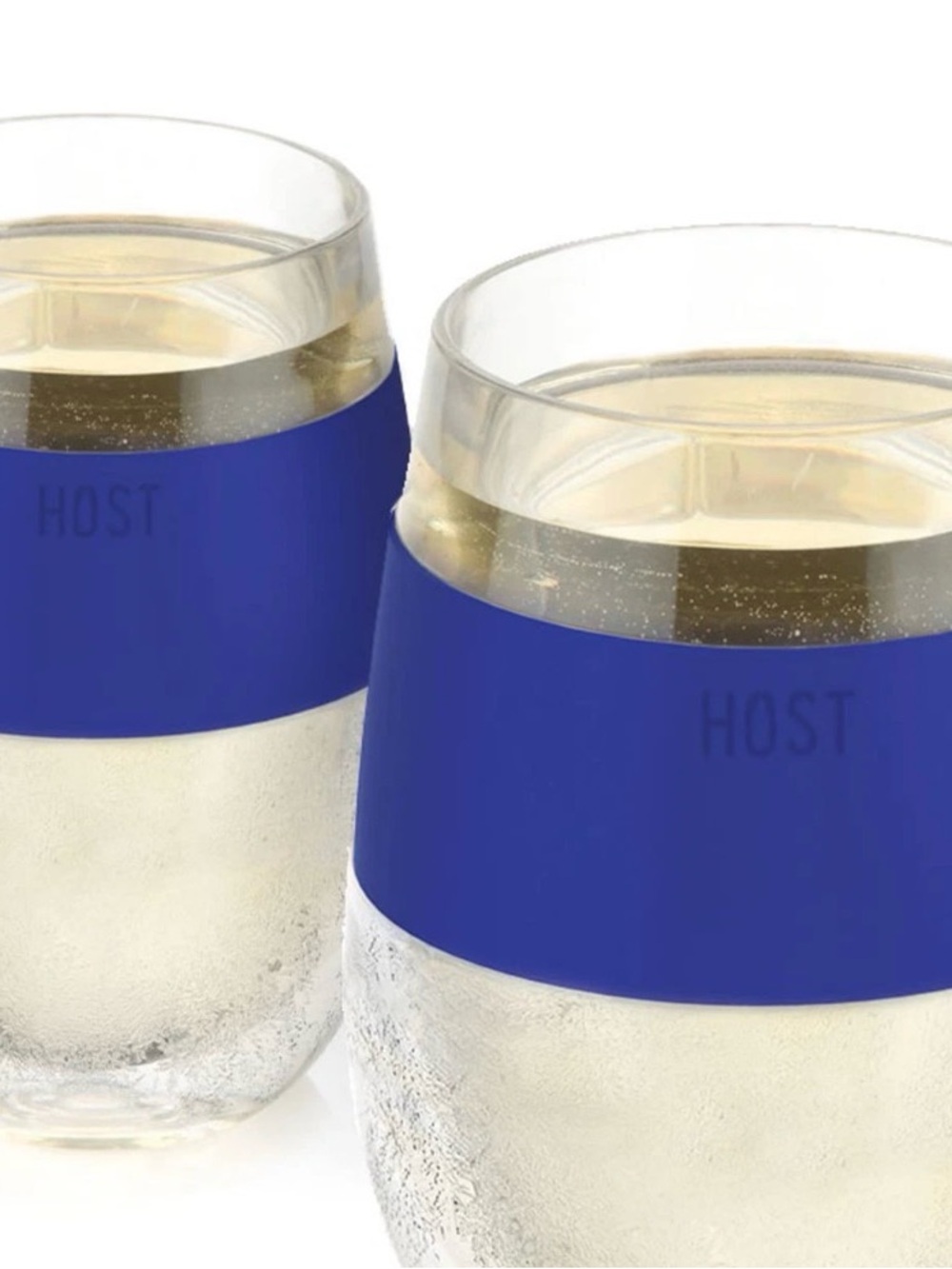 Host Wine Freeze Cup Set of 2 - 8.5oz Double Wall Insulated Chiller, Blue